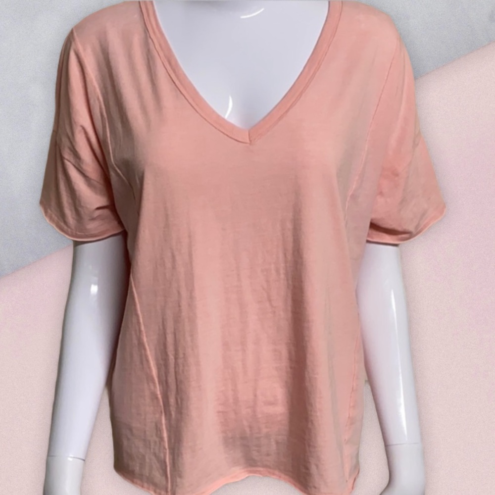 Lucky Brand Soft Pink V-Neck Flowing T-Shirt
